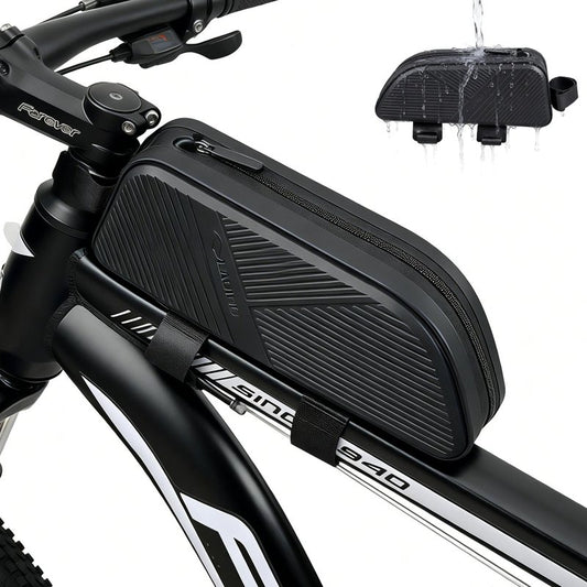 TGpao Waterproof Top Tube Bike Bag for Mountain Bikes, Large Capacity Front Triangle Storage Pouch with Reflective Stripes, Protect Your Phone, Money and Other Valuable Items