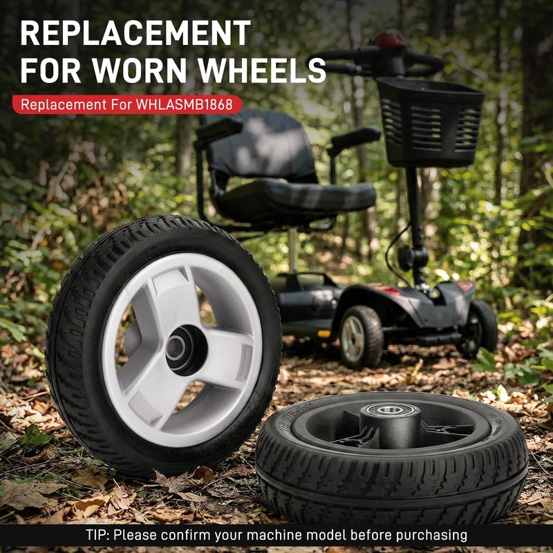 YIBEICO 2Pcs Replacement Wheel for Mobility Scooter, 7"x2" Replacement Front Wheel for Go-Go Elite Traveller SC44E, for Go-Go LX with CTS S54LX Scooters 4-Wheel, for WHLASMB1868