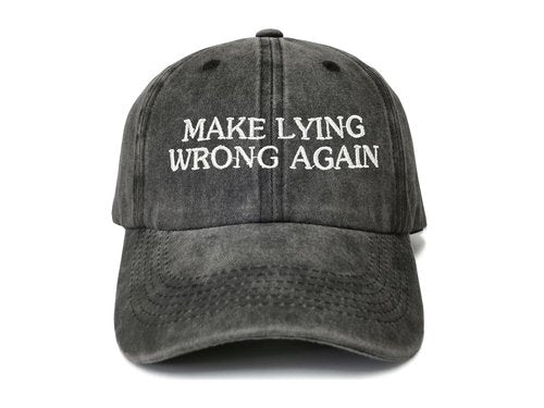 Shenbors Make Lying Wrong Again Cap, Anti Racism Gifts for Men Women, Washed Black Embroidered Baseball Cap, Adjustable Cotton Dad Hat