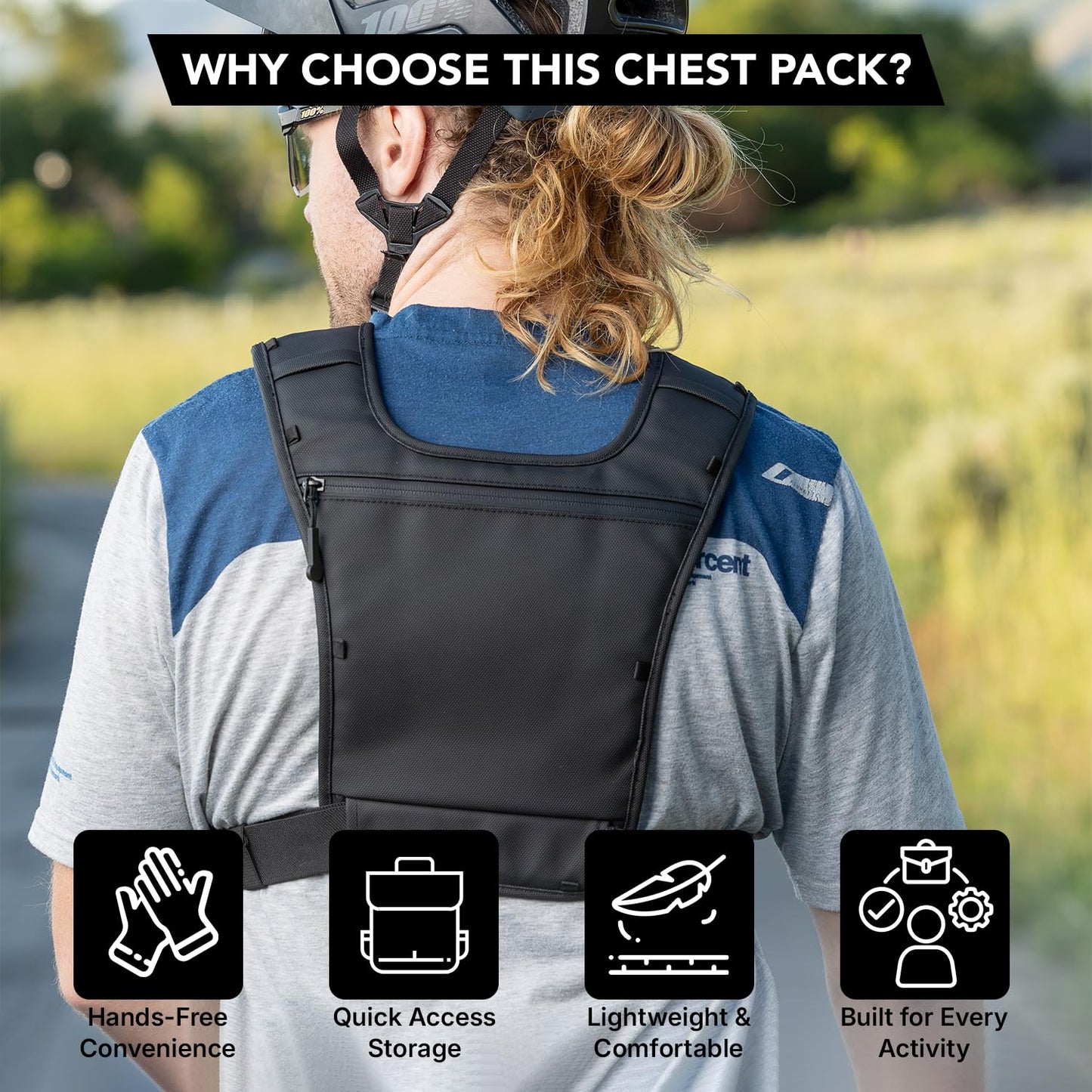 FROSTY PEAKS Chest Pack for Hiking, Skiing, Running & Travel, Minimalist Chest Rig Bag with Easy-Access Phone Pouch, Dual-Access Pocket, Card & Cash Slot, Adjustable Vest Pack for Men & Women