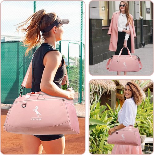 Marengo Gym Bag - Lightweight Travel Duffle with Shoe & Wet Compartment | Ideal for Sports, Yoga & Swimming - Pink