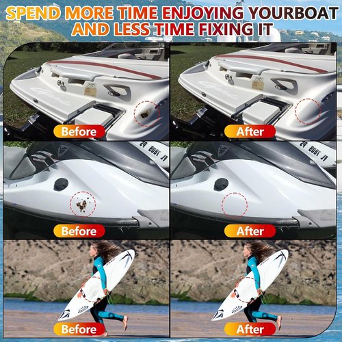 Marine Fiberglass Repair Kit for Boats, Gel Coat Repair Kit for Boats, Epoxy Filler for Fiberglass Boats Fix Holes, Chips and Deep Cracks, Gelcoat repair kit for Fiberglass, Acrylic, Porcelain(White)