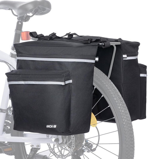 ANCHOM Bike Panniers, 34L Upgraded Water Resistant Saddle Bags for Bicycle Rear Racks, Bike Accessories for Mountain, Road & Electric Bikes, Bike Bag for Commuting, Black