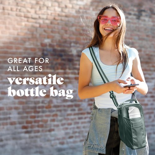 Fit & Fresh Sling Bag Water Bottle Holder With Strap, Crossbody Water Bottle Carrier with Insulated Compartment, Water Bottle Purse with Tumbler Pouch, Fits 40oz. Tumbler Compatible with Stanley Cup