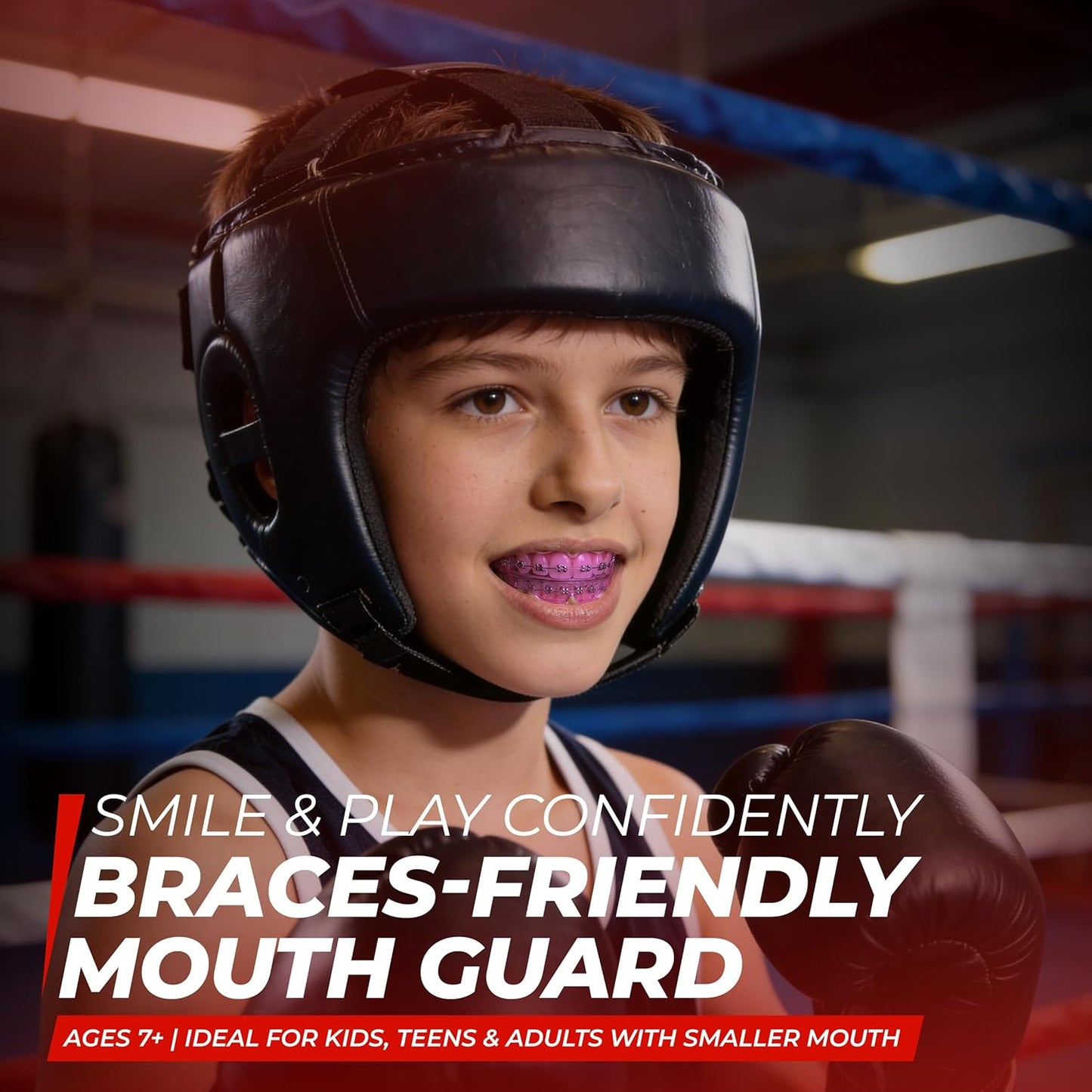 Skiennix Mouth Guard for Sports - Premium Silicone Teeth Protection for Youth & Teens | Pink, Fits Braces