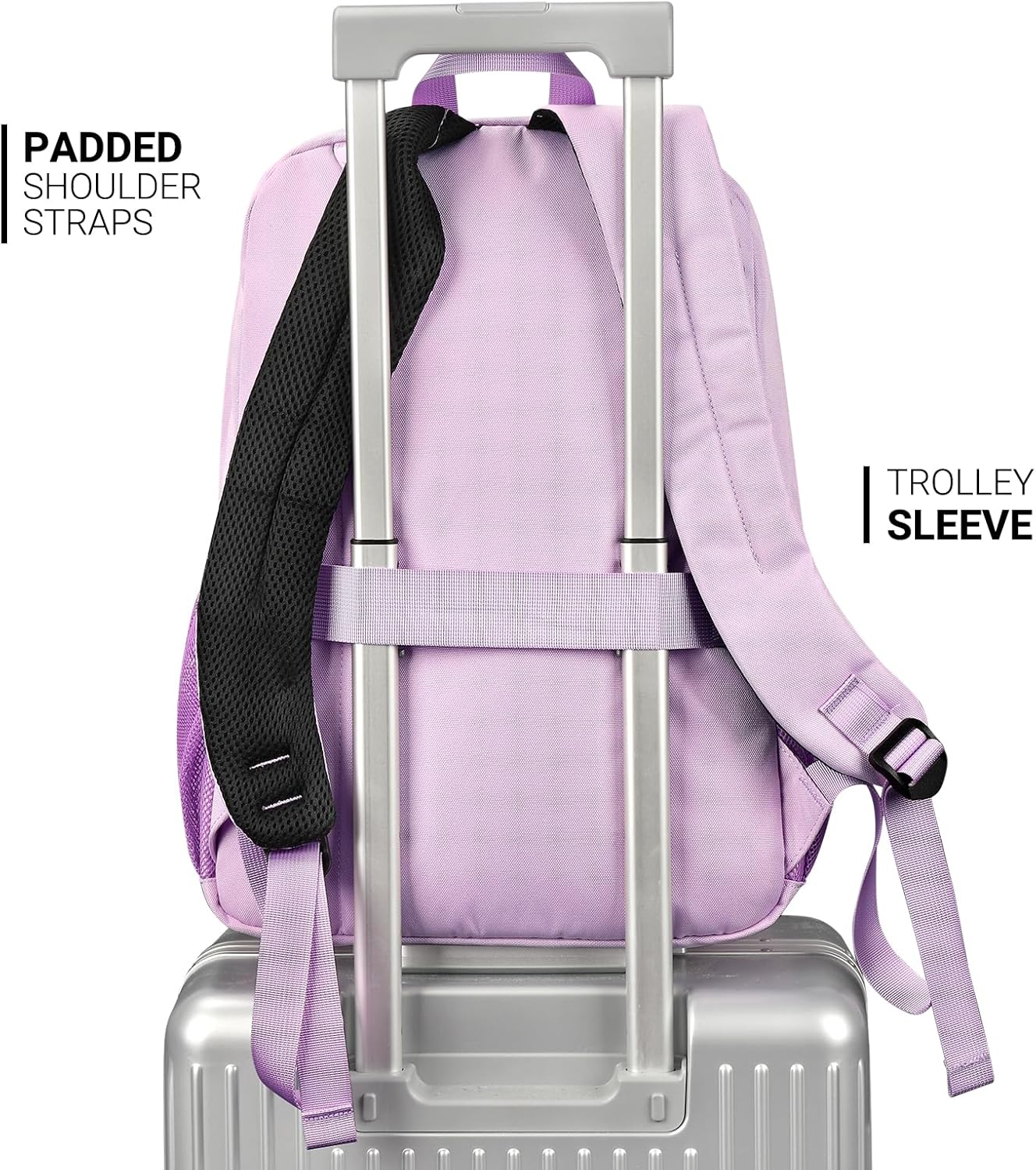 ZORFIN 26L Water-Resistant Backpack for College & Travel | Light Purple Bookbag