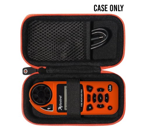 GETGEAR Weather Meter Case for Kestrel Weather Meter Compatible with Kestrel Elite, 5700/ 5700X, 5200, 5100, 5500, 2700, 3500, 3000, 3550, 2500, 1000 (Black with Orange Zipper)