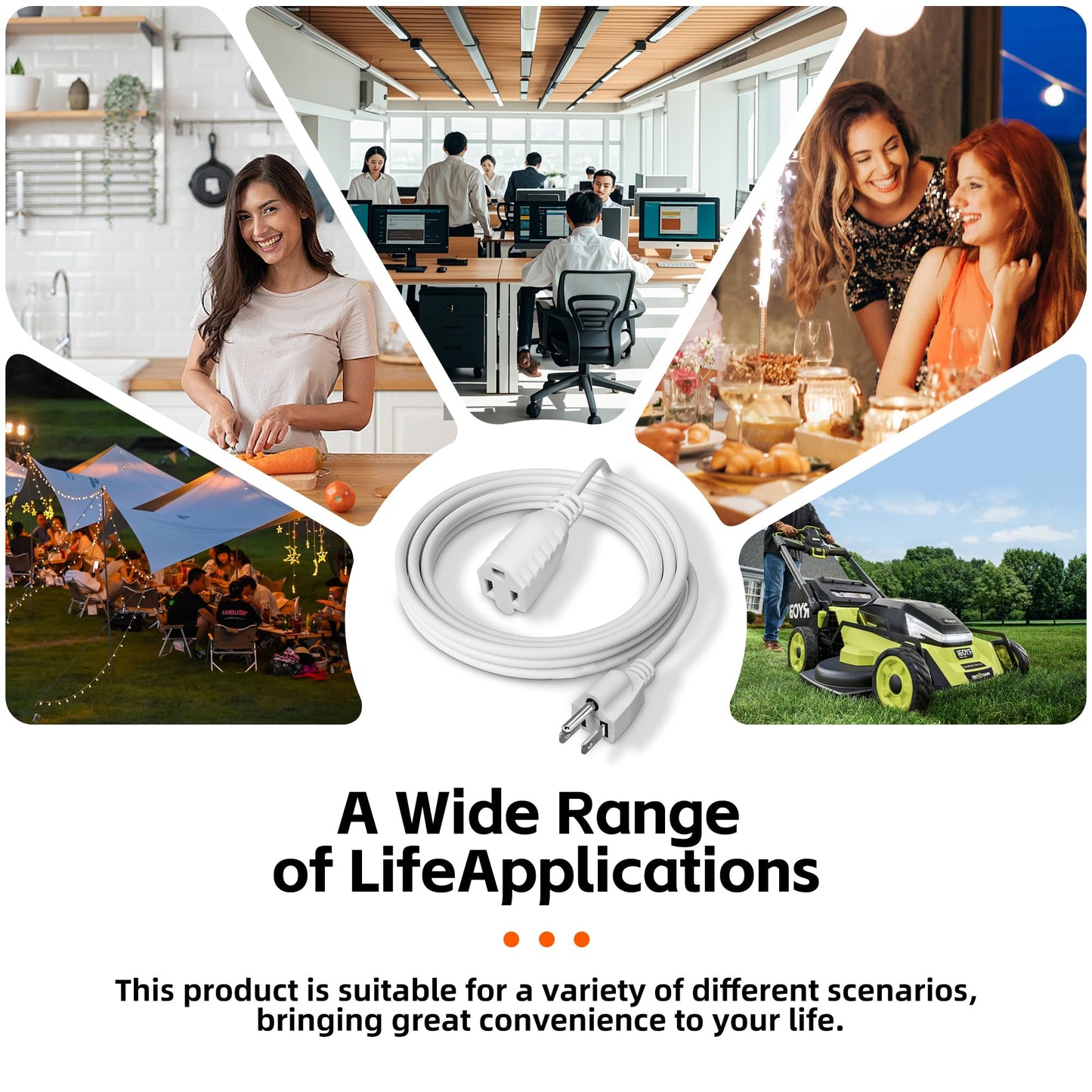 Extension Cord with Switch On/Off, 6.56 FT, 3 Prong Grounded Plug 18 AWG Extension Cord Switch Indoor Power Cord, 125V 3A NEMA 5-15P to NEMA 5-15R, Insulated & Flame Retardant, Indoor Use, Black