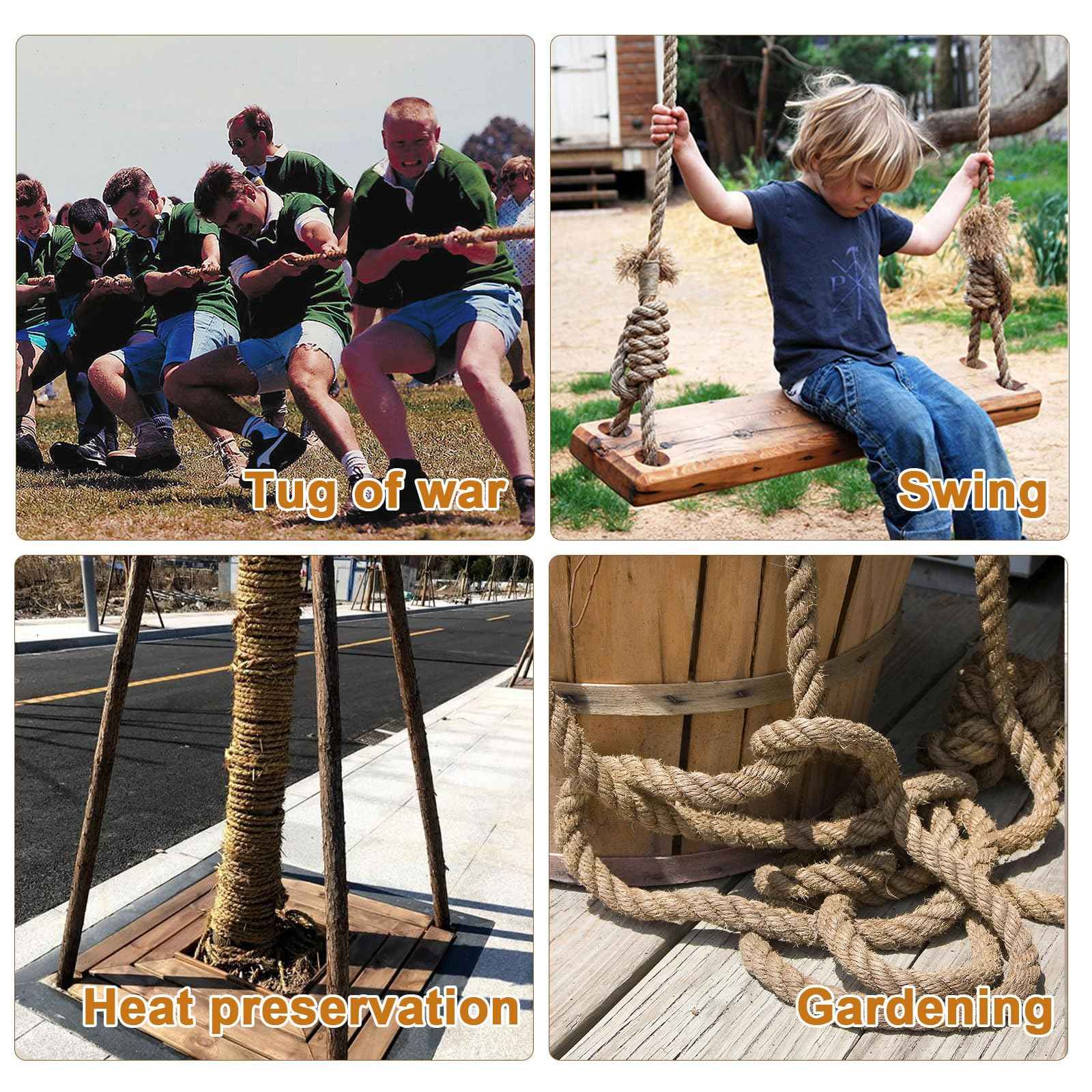 Kweetle Jute Rope 1/2 Inch x 50 FT, Hemp Rope Twisted Heavy Duty Jute Rope, Manila Rope for Home Decor Crafts Swing Rope Railing Climbing Decorating