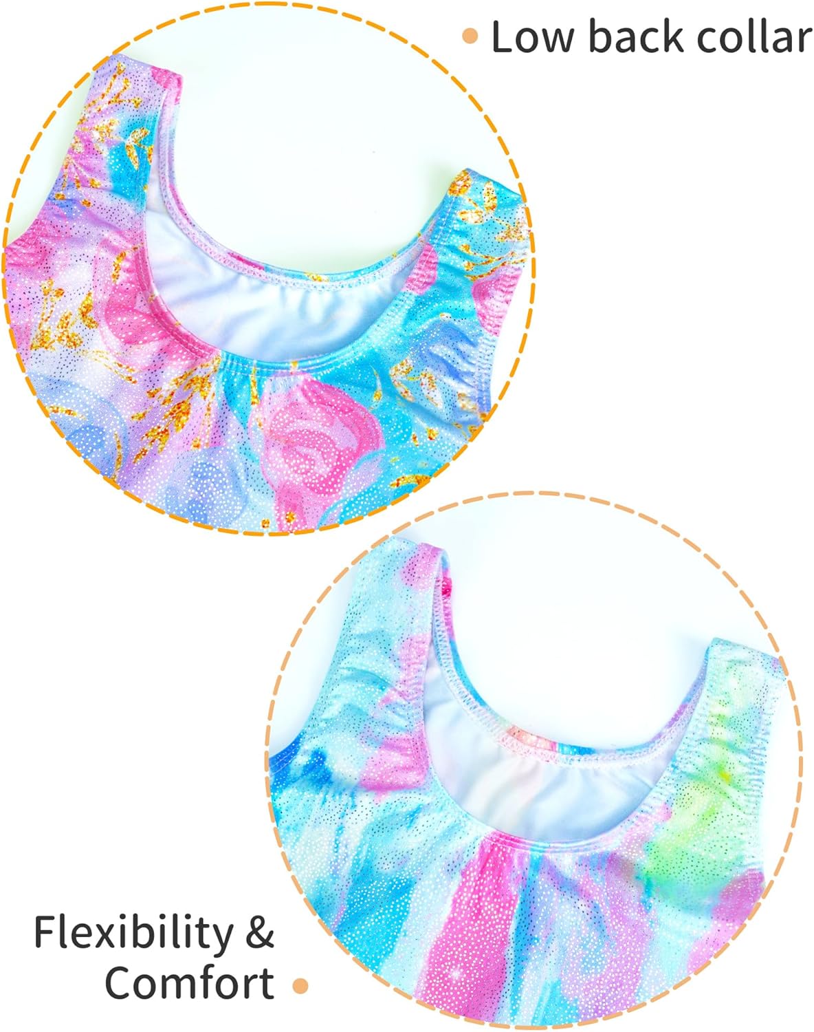 Skiennix 2 Pack Girls Gymnastics Leotards - Sparkly Sleeveless Unitards with Shorts