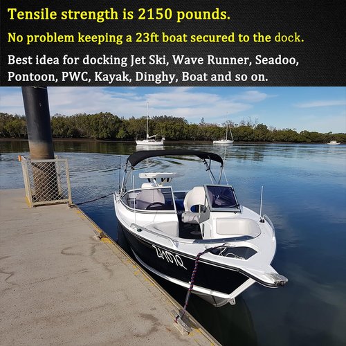 Botepon Boat Bungee Dock Lines - Shock-Absorbing 316 Stainless Clips | 4ft Mooring Tie Downs for Jet Ski & Pontoon