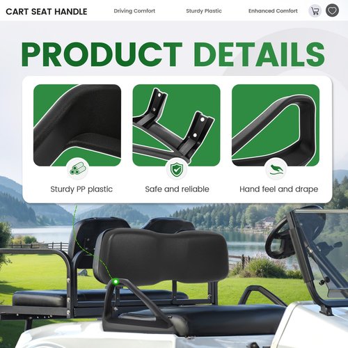 ECOTRIC Golf Cart Pair Seat Handle Compatible with 1994-Up EZGO TXT Gas or Electric Replacement for 71701-G01 71702-G01 Arm Rest Hip Restraints Left & Right Side Black Plastic