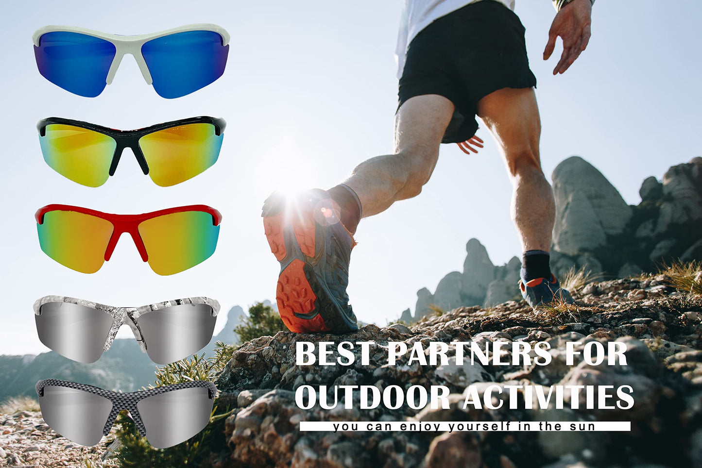 POLARS DESIGN Polarized Sports Sunglasses Mens Womens for Cycling Baseball Running Fishing Driving