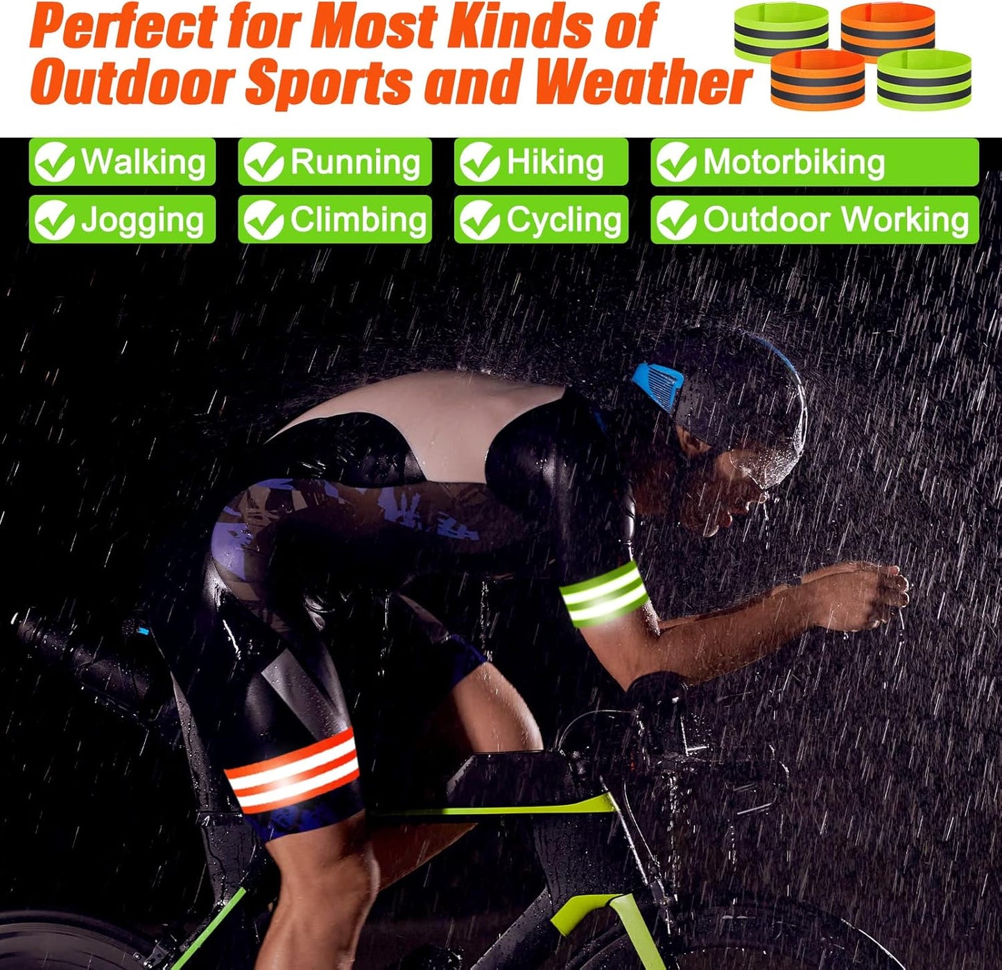Zubebe Reflective Bands - 48 High Visibility Safety Straps for Wrist, Arm, Ankle, Leg | Ideal for Night Walking, Cycling, Running