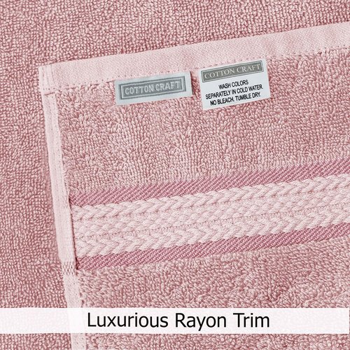 COTTON CRAFT Ultra Soft Hand Towels - Set of 6 Plush Absorbent Quick-Dry Towels | 16x28 Blush Pink
