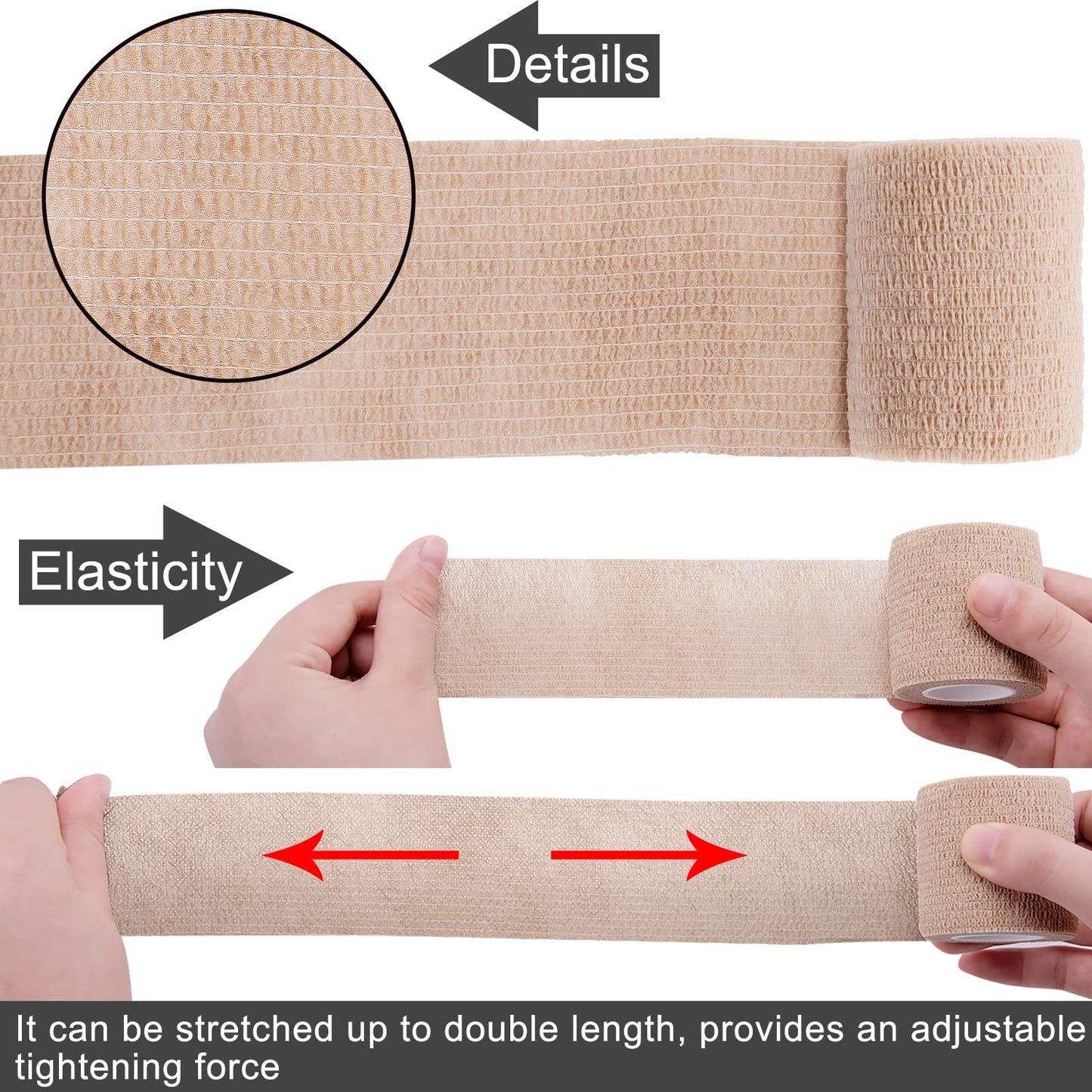 BQTQ 60 Rolls Self Adhesive Bandage Wrap 2 Inch Self Adherent Wrap Self Stick Bandages Wound Tape Stretch Bandage for Wrist Ankle Swelling Sprains(Rich Color)