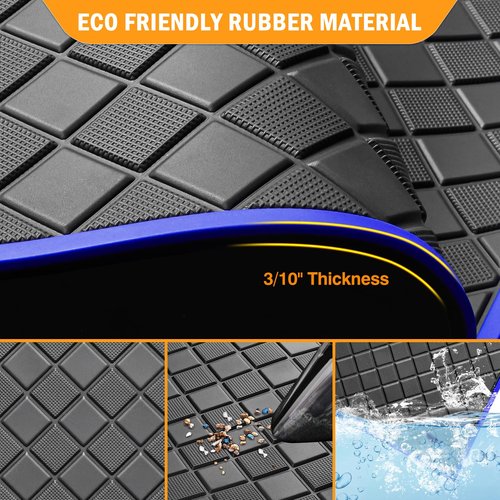 Club Car DS Floor Mat, Upgraded Non-Slip Full Coverage Golf Cart Floor Liner Mat Replacement with Heavy-Duty 8mm Rubber Design and Easy to Clean, Fits Club Car DS 1982-2013 / Villager 1982-2018 Blue