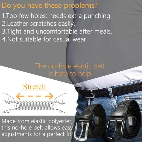JIFANPAUL Elastic Braided Belt - Stretchable Adjustable Web Belt for Men & Women | Perfect for Work & Casual Wear