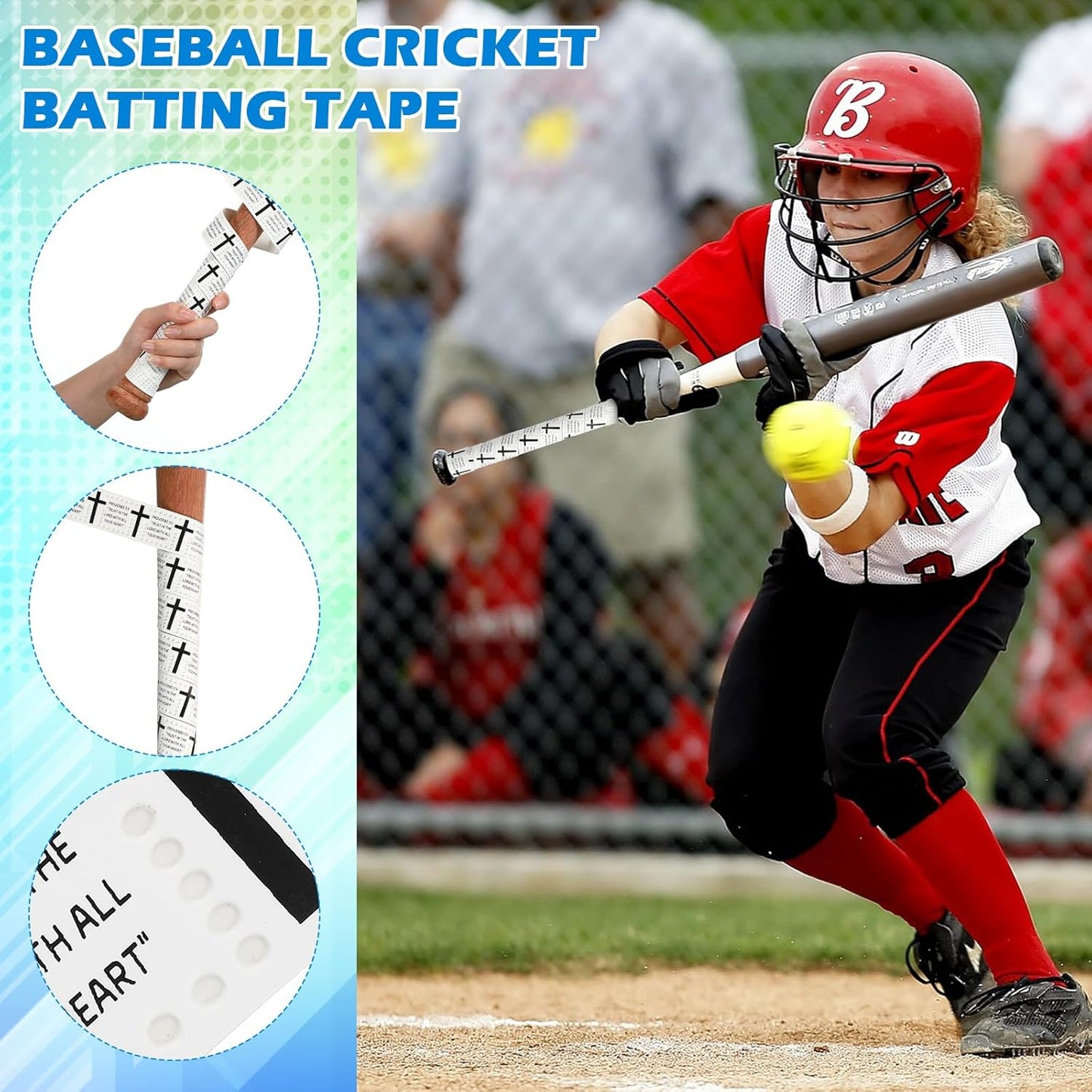 Pushglossy Baseball Bat Grip Tape - 1.1mm Precut Full Adhesive Non-Slip Softball Wrap