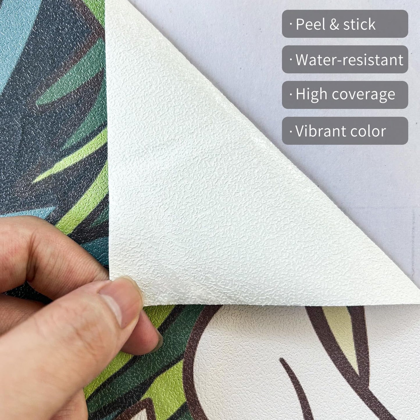 Flortlias Peel and Stick Floral Wall Mural, Leather Textured Vinyl Self-Adhesive Wallpaper for Bedroom Living Room Accent Wall Decor, Urban Tropical Plants, Dark, 92''x125''