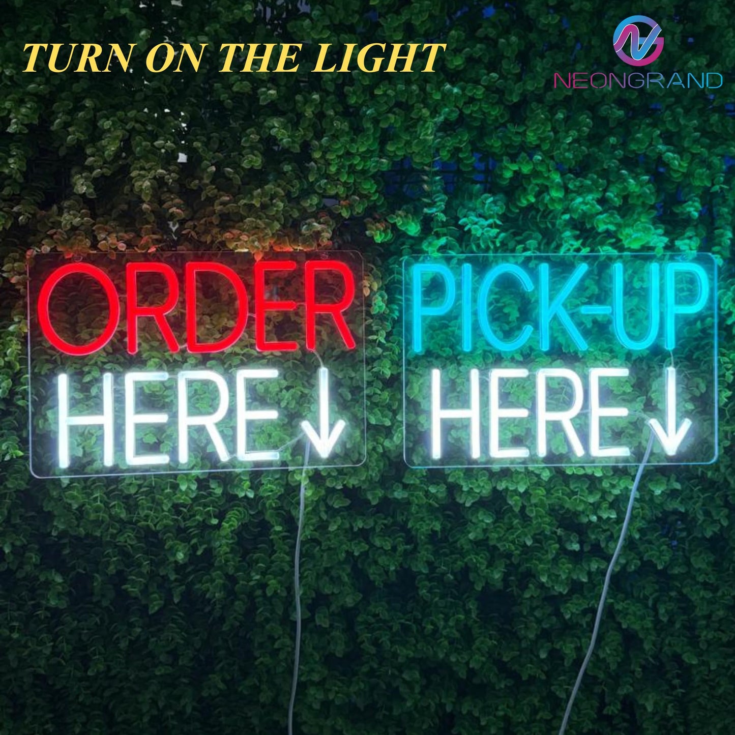 2 Pack Order Here Sign and Pick up Here Sign Led light neon light order here pick up here signs for food truck signs shop signs restaurant sign perfect pick up sign shop neon sign pick up (Red, Ice Blue, and White, 12x8")