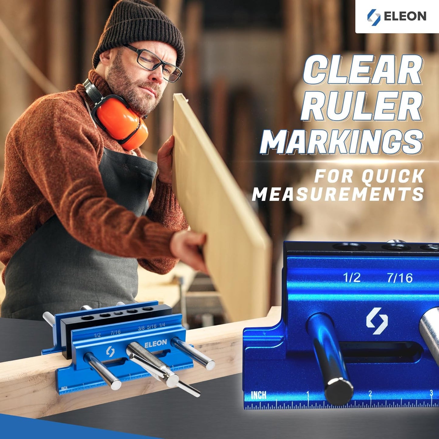 Self-Centering Dowel Jig with Elongated Jaws & Wide Clamp - Durable Aluminum Alloy Woodworking Tool