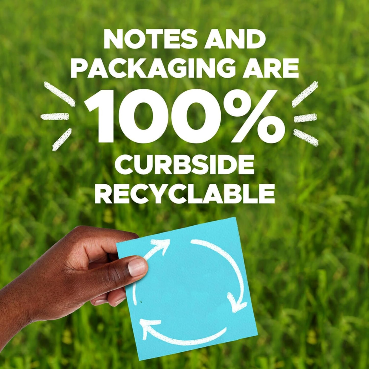 Post-it Super Sticky Notes | 100% Recycled Paper | 3 in. x 3 in. | 5 Pads in Wanderlust Pastels