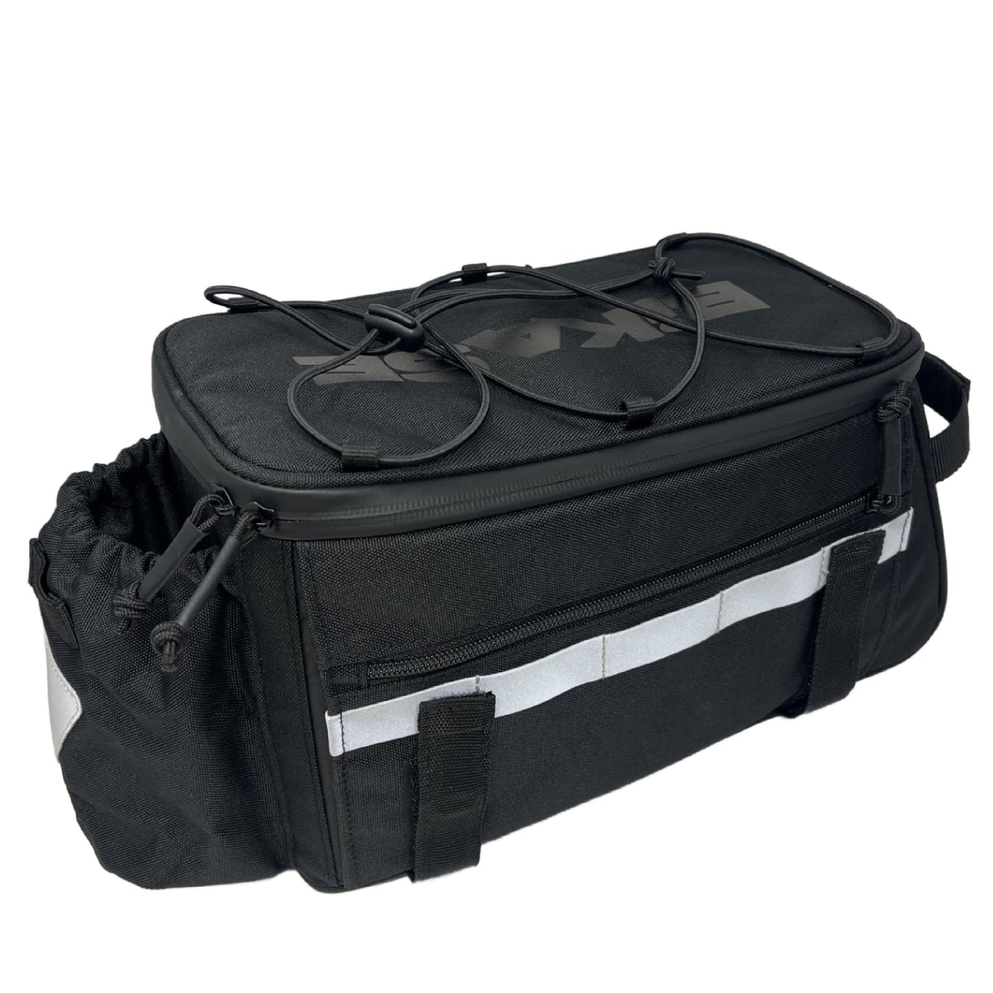 BiKase Big Momma Bike Trunk Bag - Universal Fit Medium Rear Rack Bag with Side Pockets, Top Bungee, Mesh Pocket, Key Holder & Reflective Accents - Spacious Bicycle Rack Bag for Ebikes & Bicycles