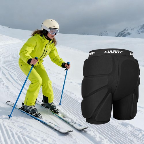 EULANT 3D Protection Hip Butt Pads Protective Padded Shorts Crash Pad Impact Gear for Skiing Skating Snowboarding Black