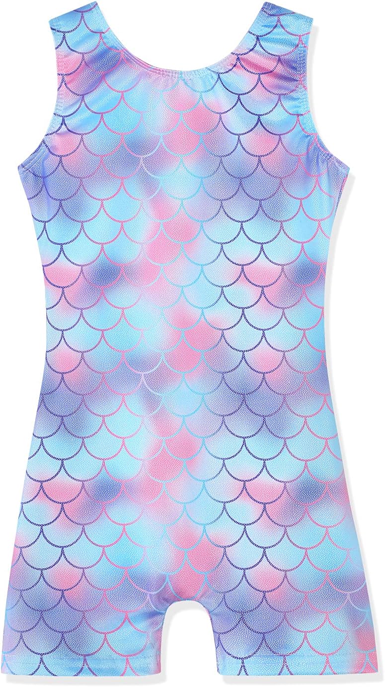 Skiennix Girls' Gymnastics Leotard - Shiny Rainbow Mermaid Unicorn Design | Toddler Size Available