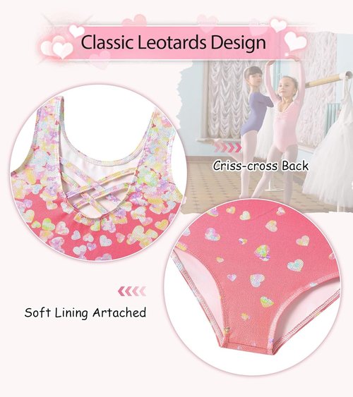 Idgreatim Girls Gymnastic Leotard - Ballet Dance Dress with Removable Skirt & Hair Scrunchie | Ages 4-11