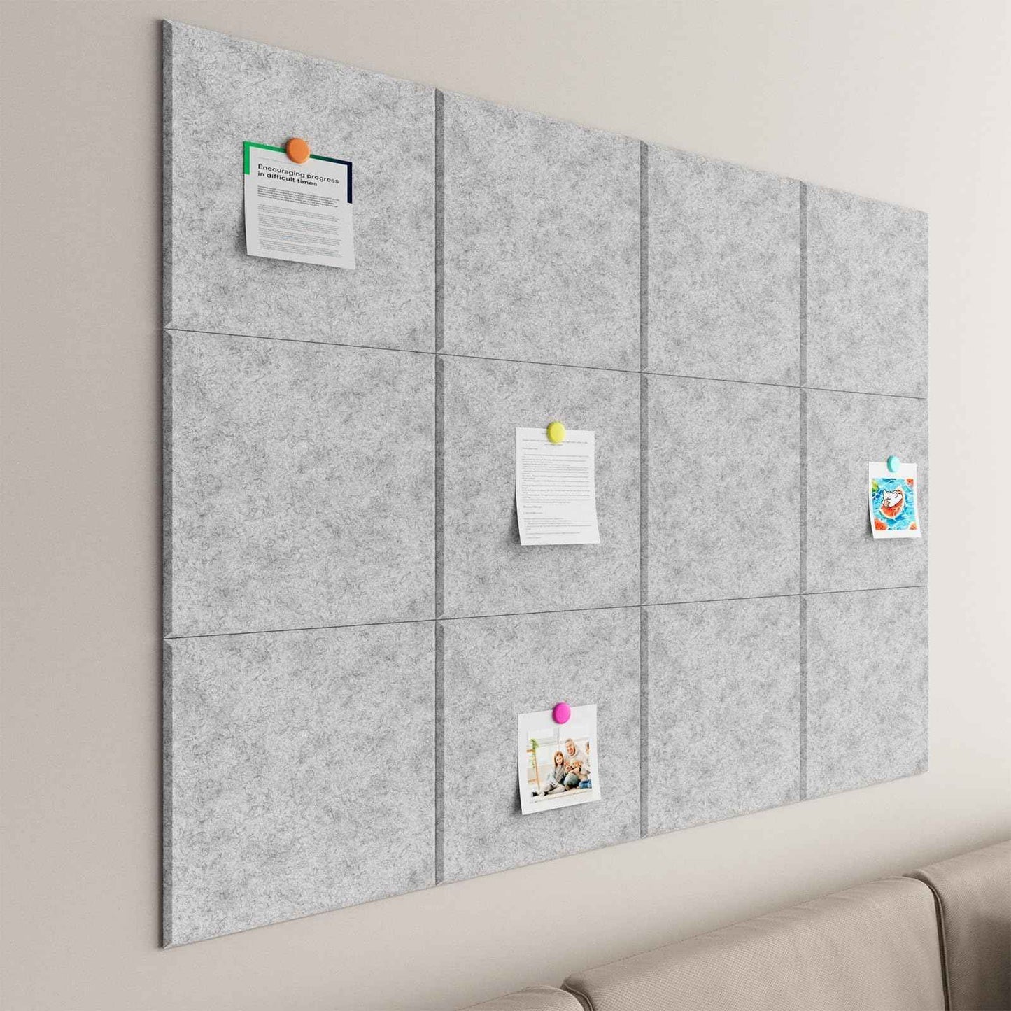 Baysola Large Cork Boards for Walls – 48 x 36 Self Adhesive Felt Wall Tiles, Ideal for Office Wall Organizing Bulletin Board, Easy to Install Cork Boards Felt Board