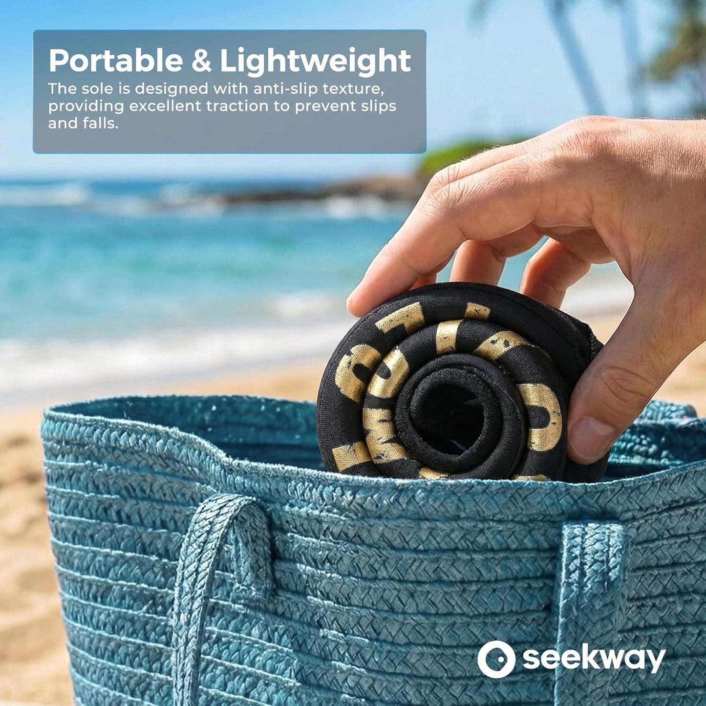 SEEKWAY Water Shoes - Quick-Dry Aqua Socks for Beach, Swim & River | Non-Slip, Black SK002(U)