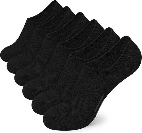 Airacker No Show Socks - Women's Athletic Cushioned Low Cut Running Ankle Socks | 6 Pairs
