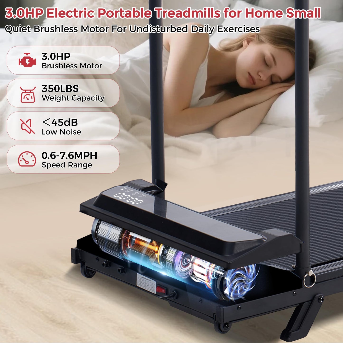 MCRG Walking Pad with Incline, Portable Treadmills with Handle Bar for Home
