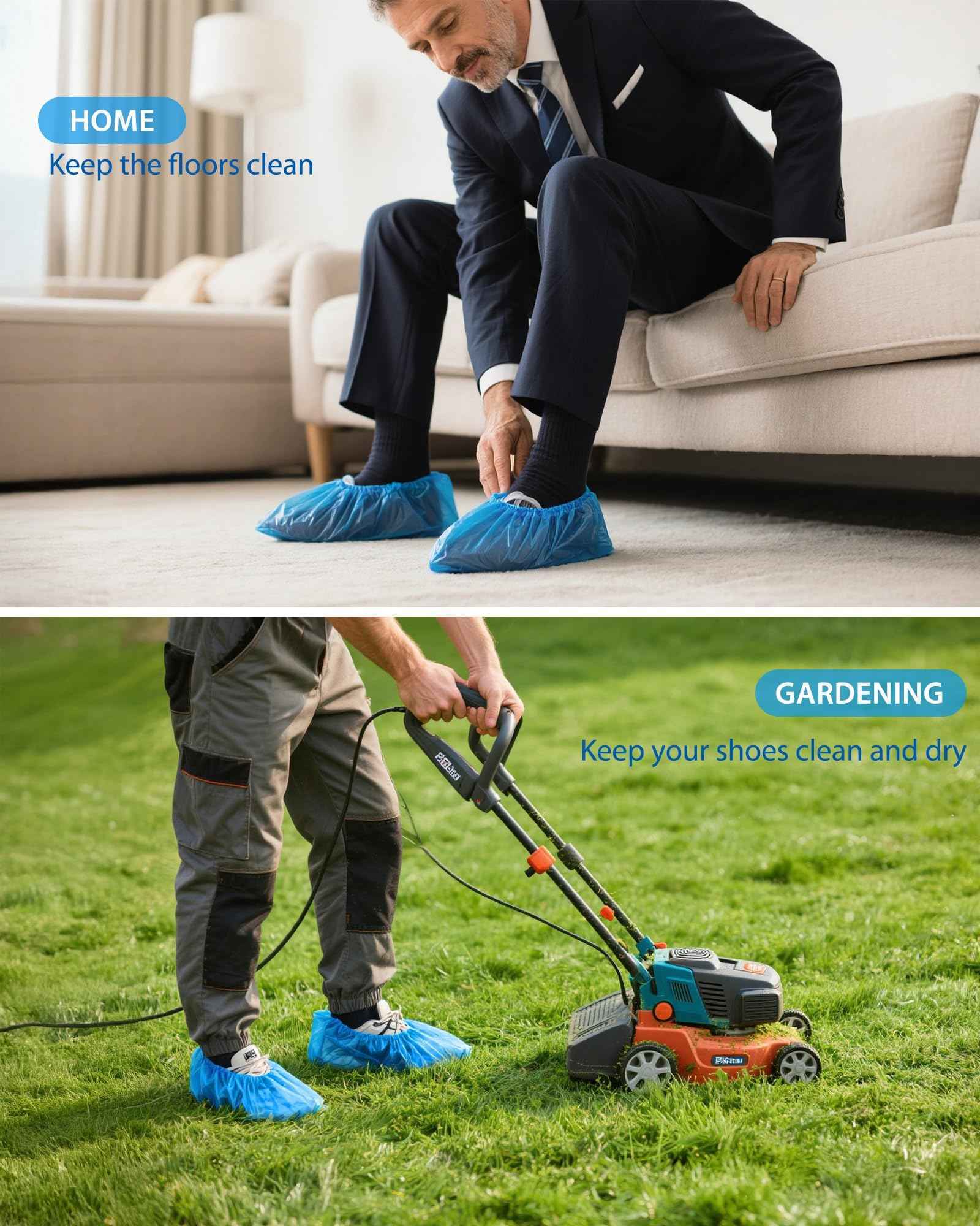 300 Pack (150Pairs) Shoe Covers Disposable Non-Slip, Waterproof Boot Covers with Compact Roll for Easy Storage, Plastic Shoe Covers for Indoor Use, Home Cleaning,Visting, One Size Fits Most