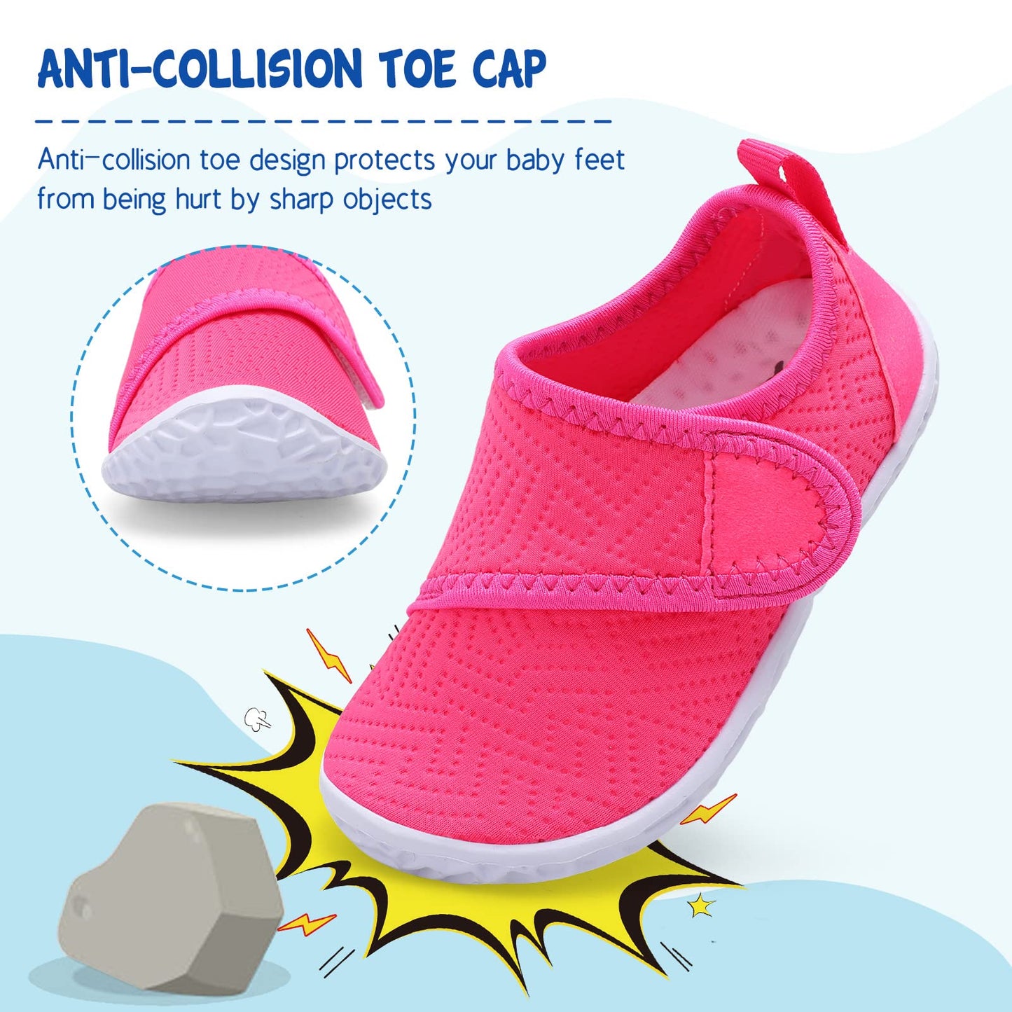 LeIsfIt Toddler Water Shoes Boys Girls Barefoot Aqua Socks Kids Breathable Quick-Dry Swim Shoes for Beach Pool Surf, Dark Pink, 7 Toddler