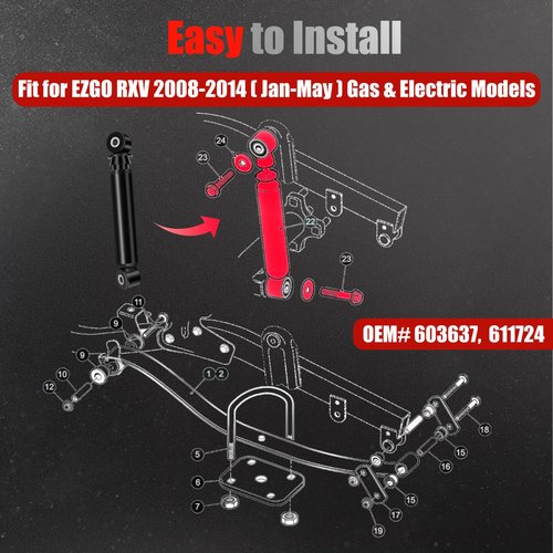 EZGO RXV Rear Shocks Golf Cart Shocks Absorbers Fit for EZGO RXV 2008-2014.5 Gas & Electric OEM 603637 611724 (2 Pack)