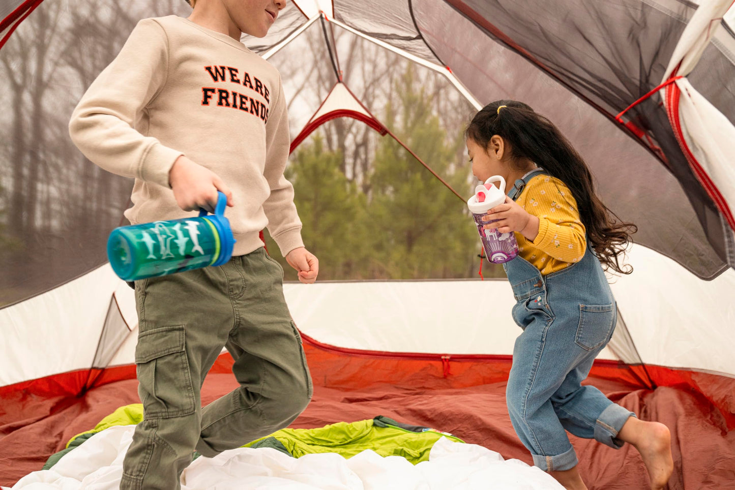 CamelBak Eddy+ Kids Bite Valve Straw Tritan Renew Water Bottle Shark Summer Camp, 14oz
