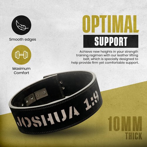 Christian Lever Weight Lifting Belt- 10mm Thick Leather Weightlifting Belt for Men & Women- Faith Lever Weight Belt for Men- Powerlifting Lever Gym Belt for Squat Deadlift Workout