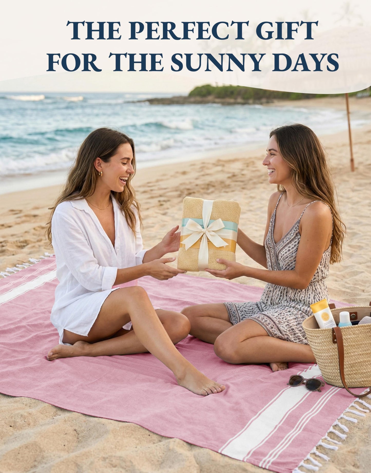LANE LINEN Turkish Beach Towel, Oversized, 39"x71", Quick Dry - Candy Pink