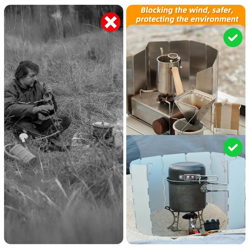 Camping Stove Windscreen Ultralight Folding Camp Stove Windscreen Portable Camping Stove Windshield for Use with Alcohol Stoves and Other Backpacking Stoves Butane Stoves 16 Plates