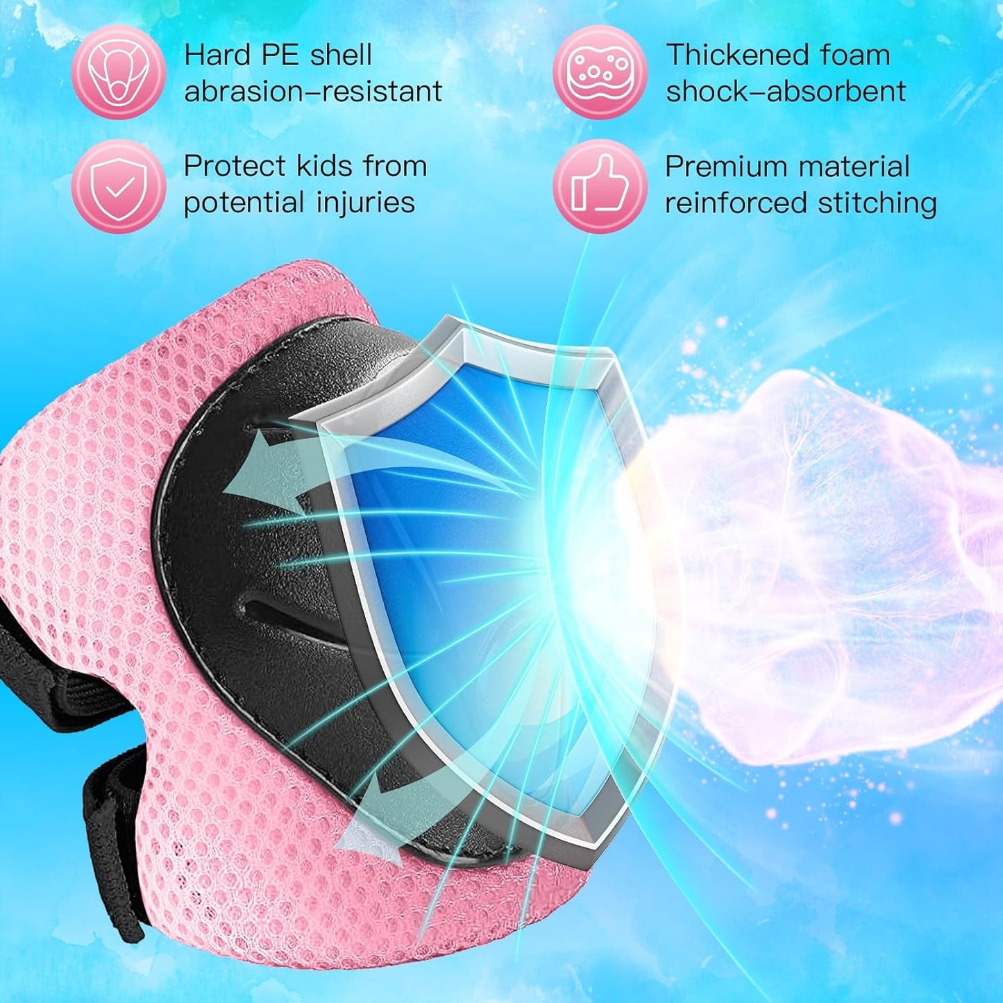 Wemfg Kids Protective Gear Set - Knee & Elbow Pads with Wrist Guards | 3-in-1 for Ages 3-14