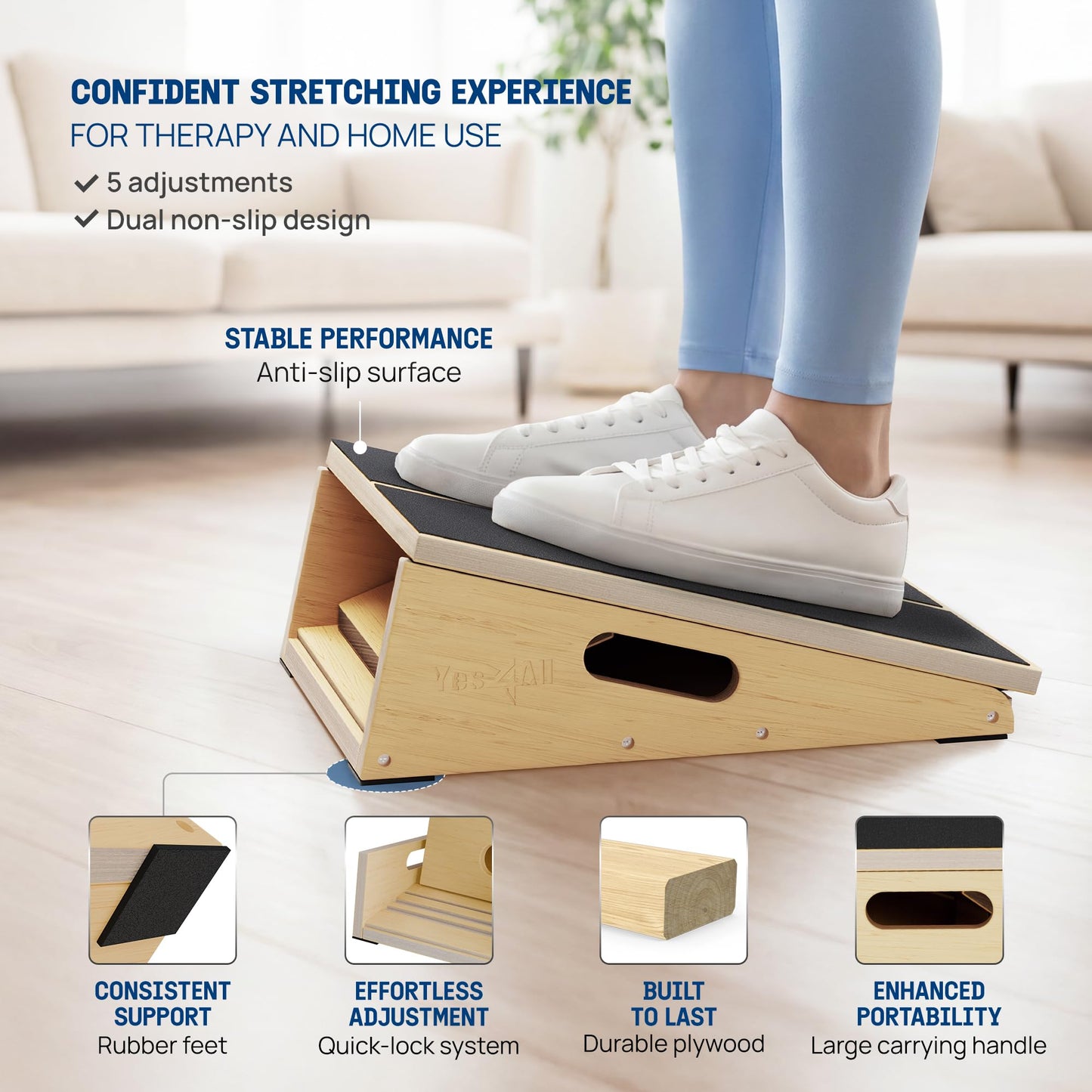 Yes4All Professional Incline Board, Slant board calf stretching, Squat Wedge and Anti-Slip Surface, Portable Side Handle Design for Easy Movement