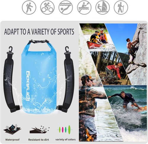 IDRYBAG Clear Dry Bag - Waterproof Storage for Kayaking | Available in 2L, 5L, 10L, 15L, 20L Sizes