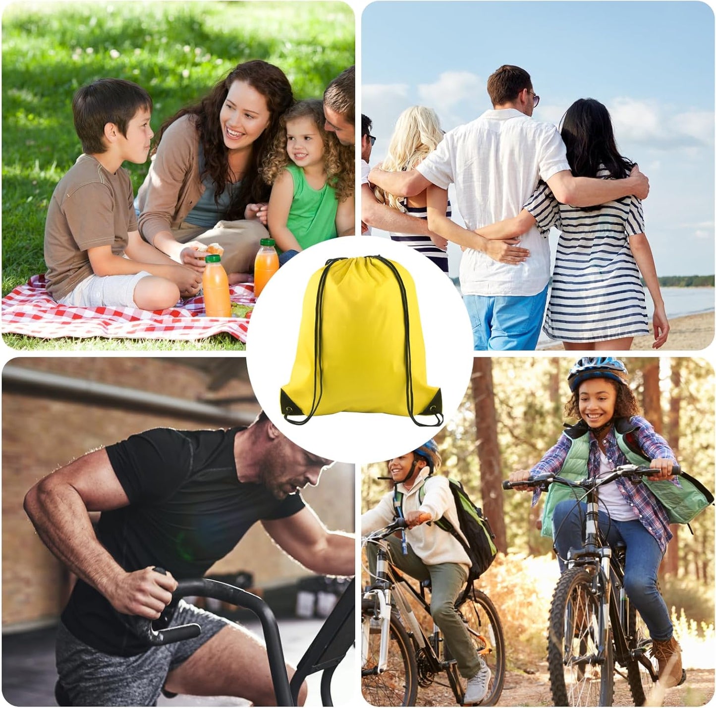 PLULON Drawstring Backpack Set - 6 Pcs Cinch Sacks for Sports, Yoga & Travel | Mixed Colors