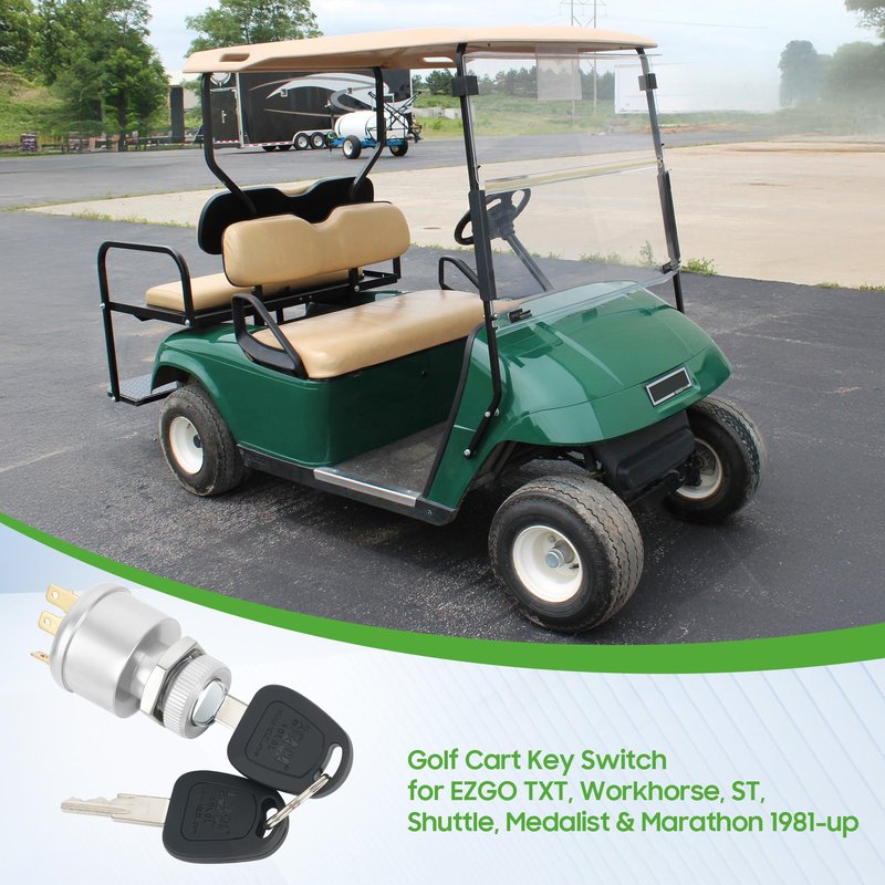 10L0L Ignition Switch for EZGO Golf Carts (1981-Up) - 4-Terminal Key Starter Switch Compatible with TXT, Workhorse, ST, Shuttle & Medalist Models - Replace OEM 33639-G01 (Standard Key)