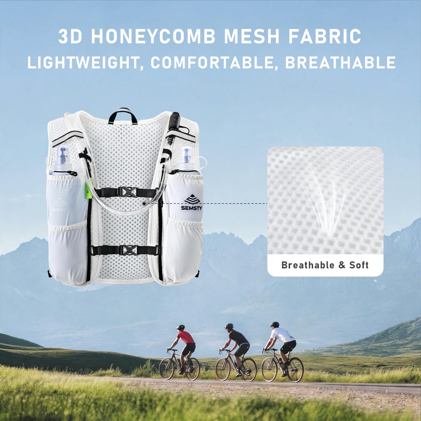 Semsty Hydration Vest 5L,Running Vest Pack with 1.5L Water Bladder,Lightweight Water Backpack for Hiking Running Cycling