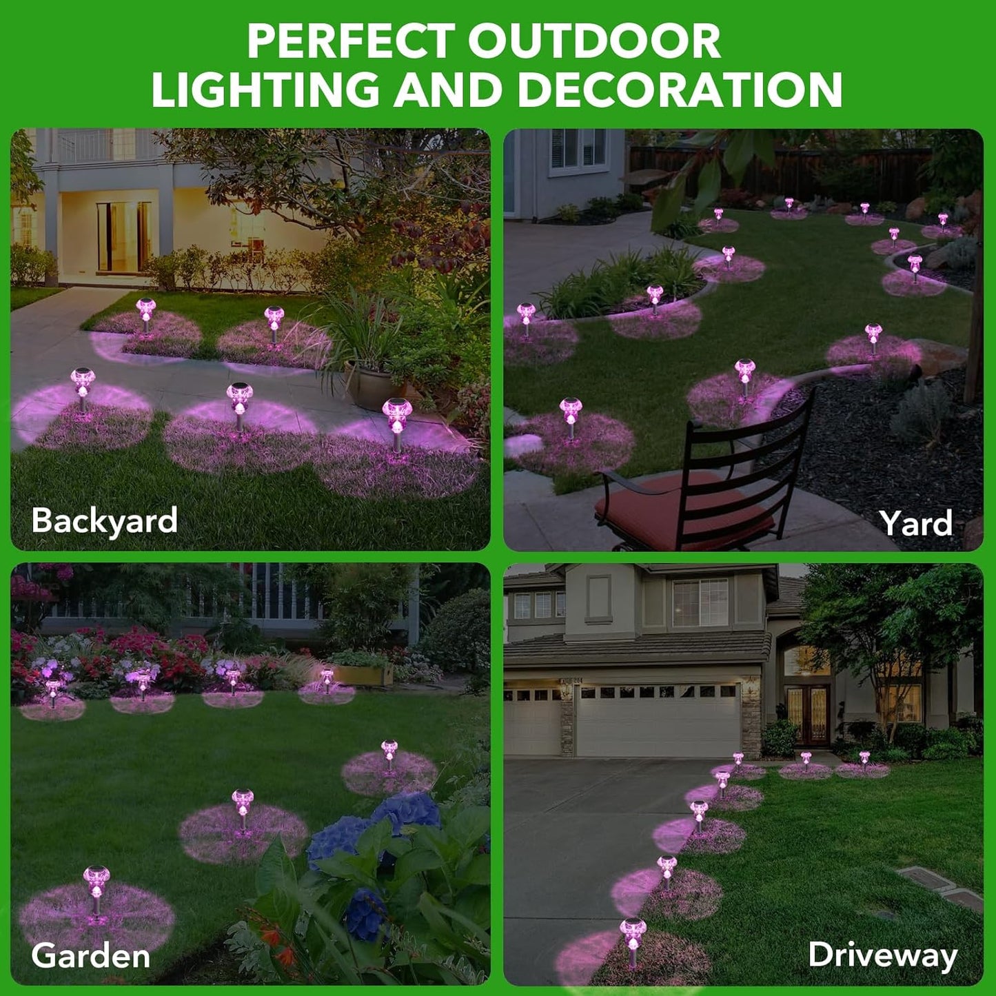 16 Pack Solar Powered Mushroom Lights - Waterproof LED Garden Pathway Lighting for Yard & Landscape Decor (Purple)