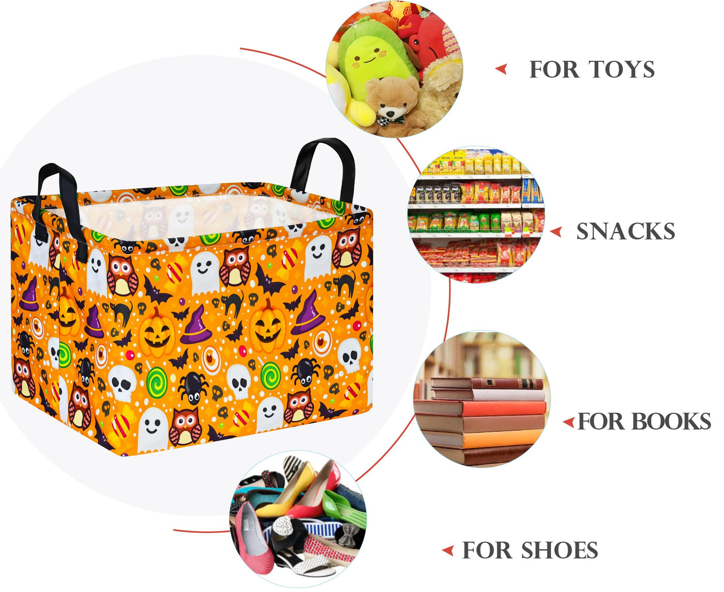 HUAYEE Happy Halloween Ghost Storage Basket Gift Laundry Bins Collapsible Storage Baskets Bins with Handles Laundry Basket Nursery Hamper for Home and Office Decoration